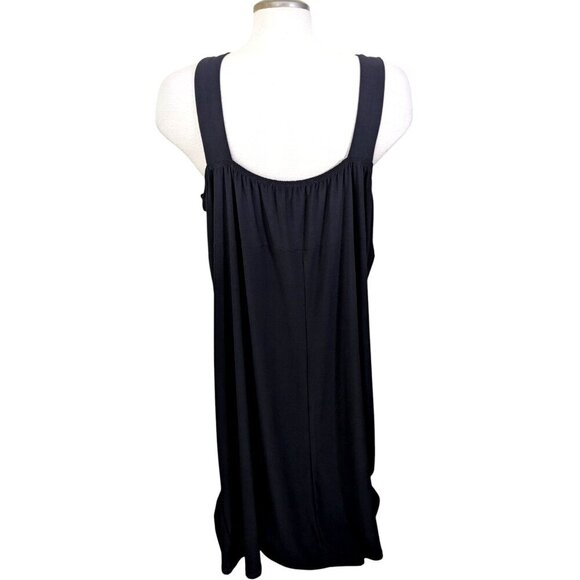 Vintage Dress Plus 5X Black Embellished Bead Trim Event Cocktail Sleeveless LBD - Picture 3 of 5